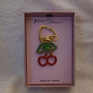 Betsey Johnson Red Cherry Glitter Keychain Bag Charm